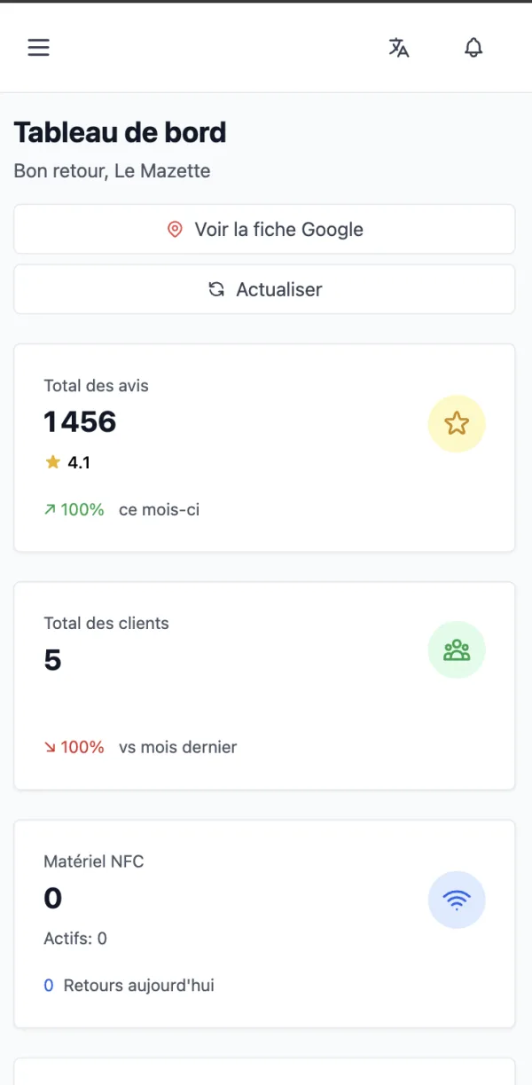 SaaS marketing NFC pour restaurateurs