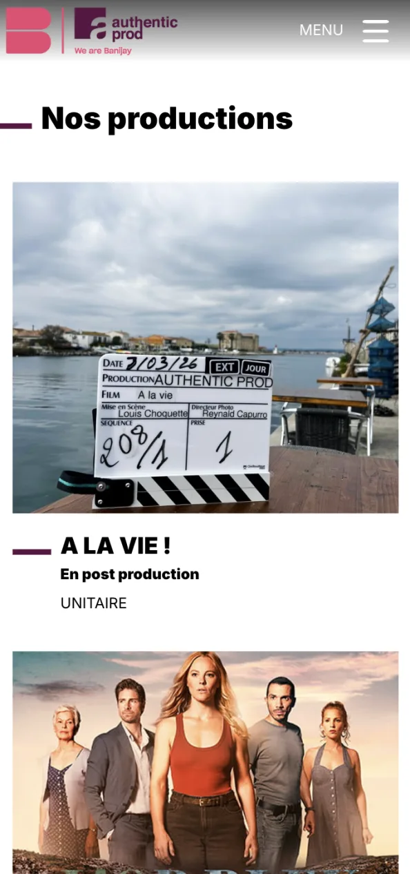 Site web Authentic Prod (Groupe TF1)