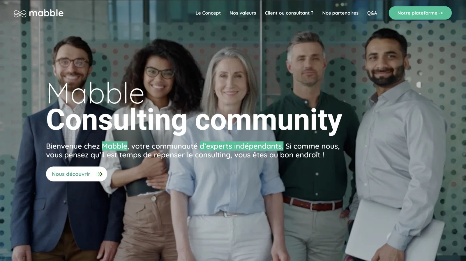 Site vitrine et plateforme Mabble